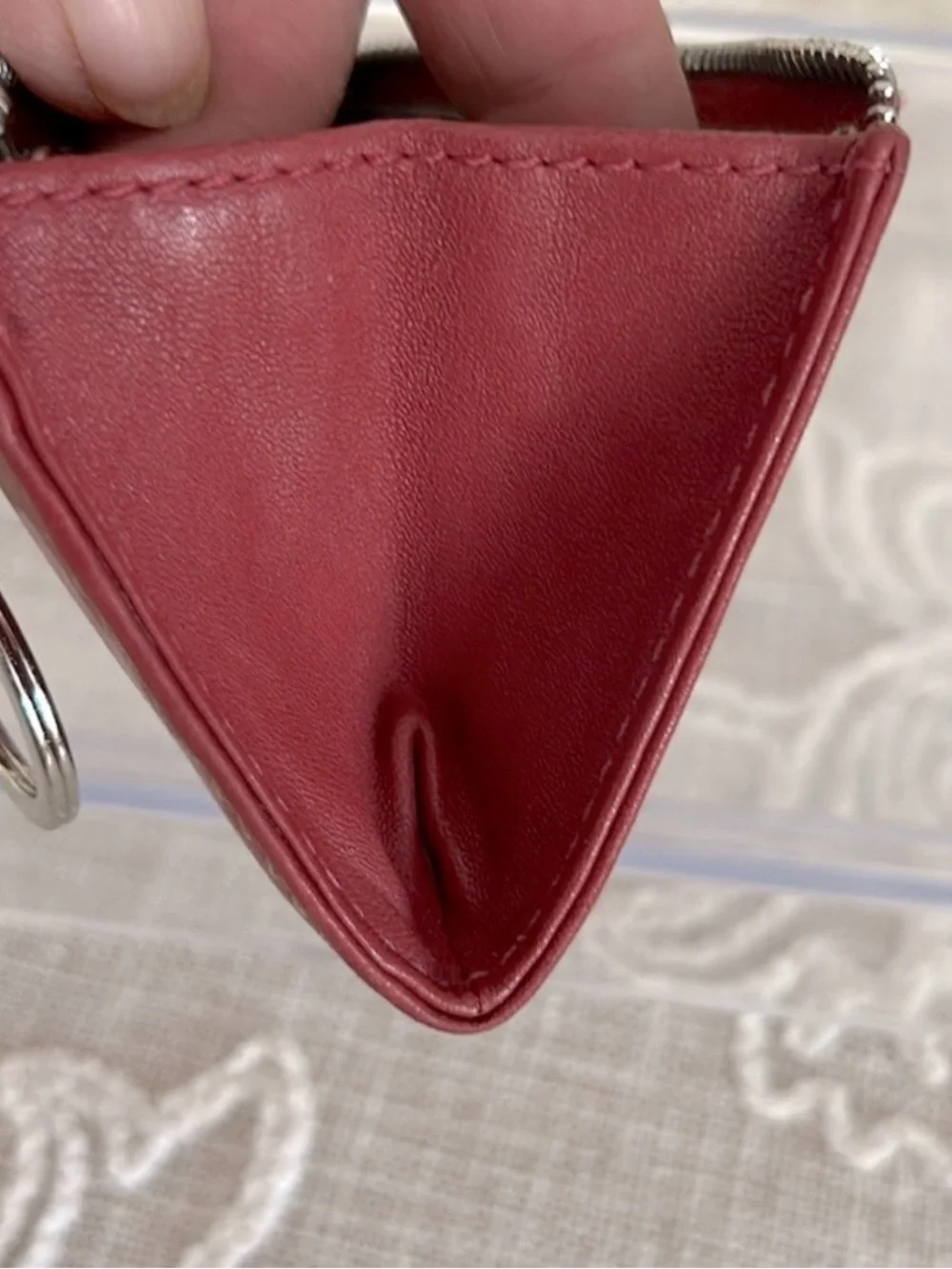 Coach Red Leather Card Holder Wallet With Key Ring